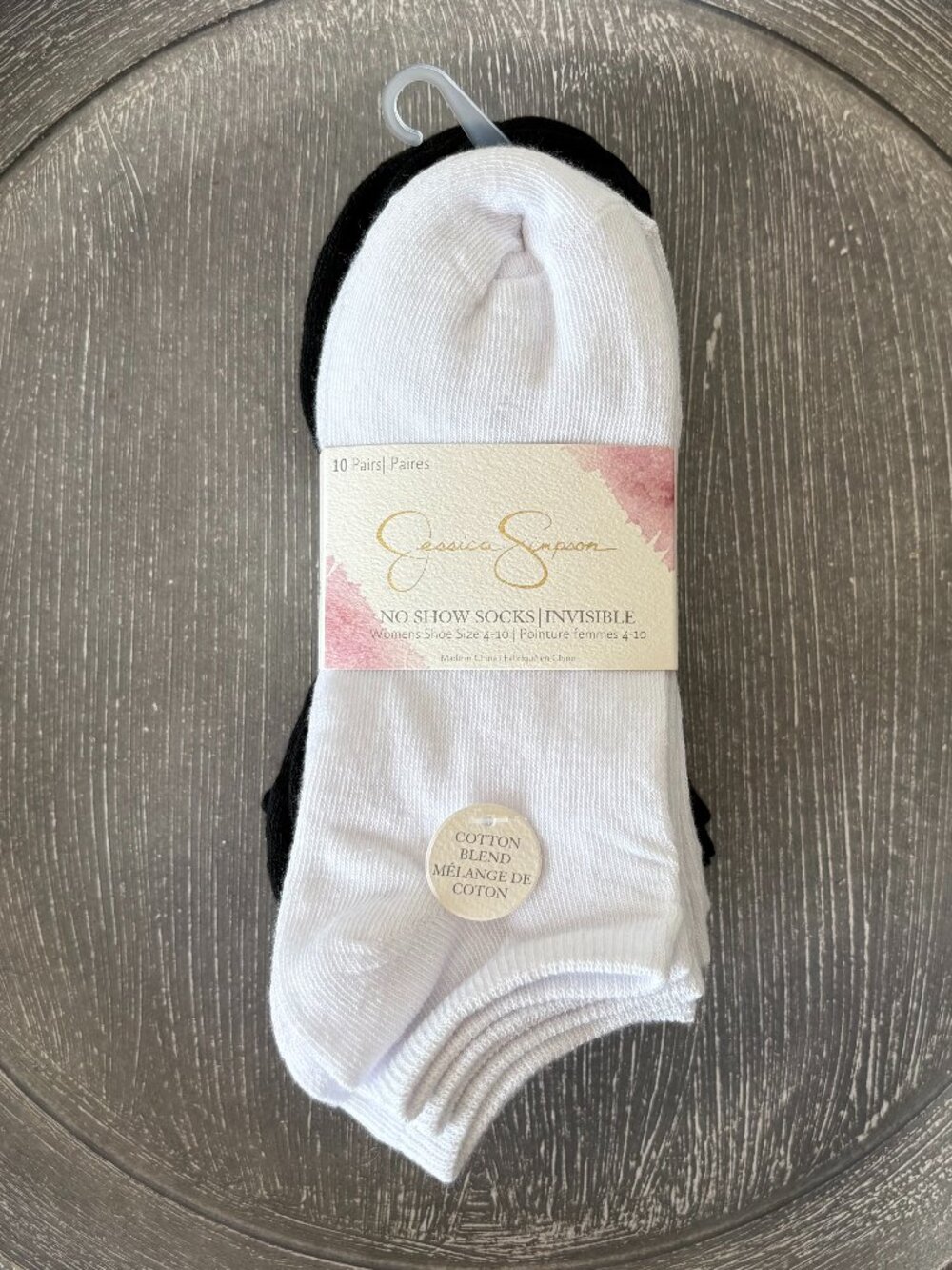 NWT - Jessica Simpson - 10 Pk - No Show Socks - Black and White - Size 4-10